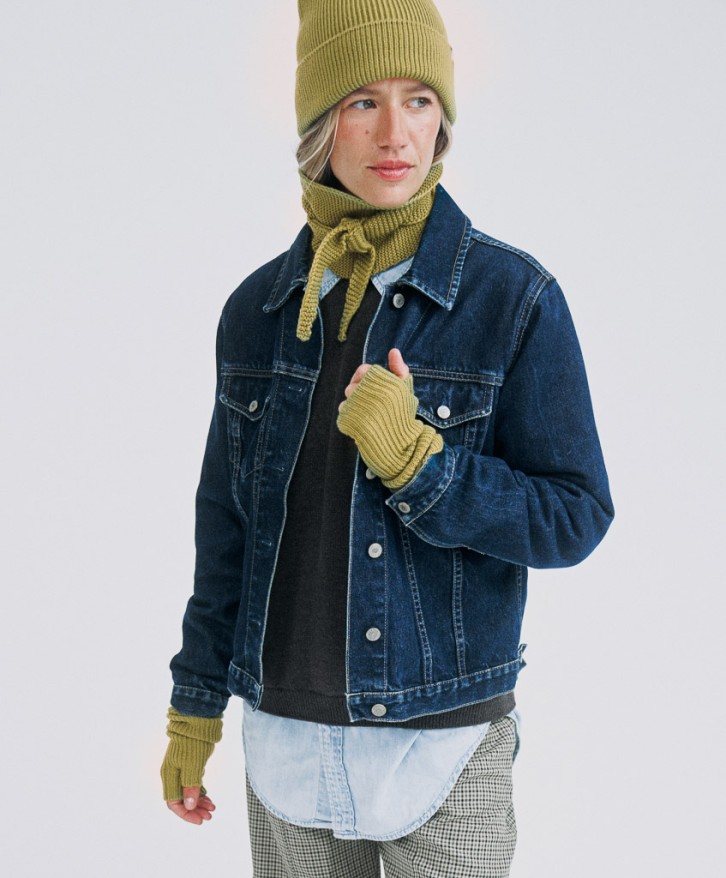 Foulard en laine mérinos vert olive