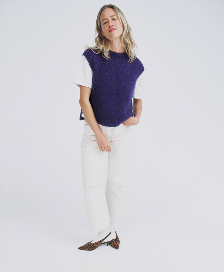 Pull sans manches alpaga mélangé - Violet