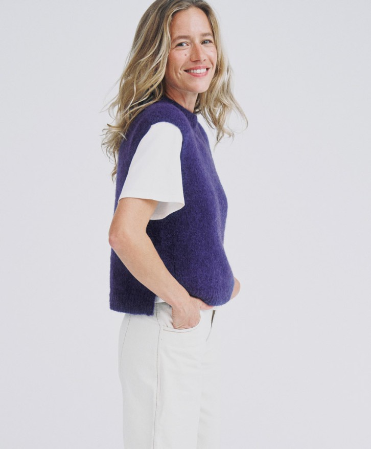 Pull sans manches alpaga mélangé - Violet