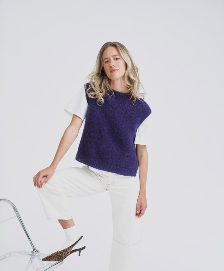 Pull sans manches alpaga mélangé - Violet -
