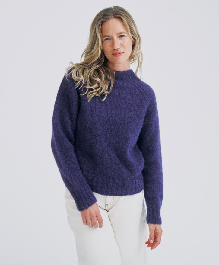 Pull col rond alpaga mélangé - Violet -