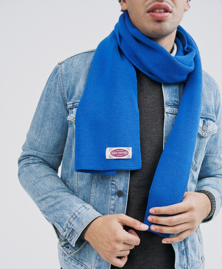 Echarpe bleu roi en laine mérinos