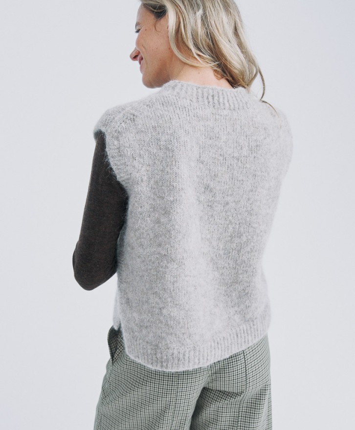 Pull sans manches alpaga mélangé - Greige