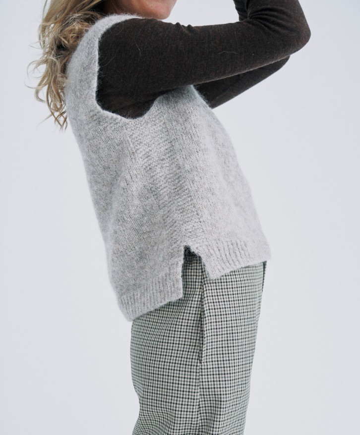 Pull sans manches alpaga mélangé - Greige -