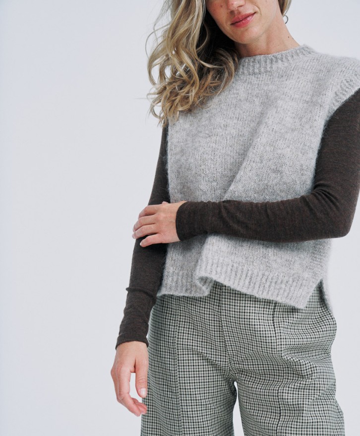 Pull sans manches alpaga mélangé - Greige