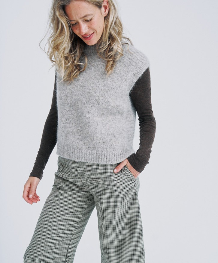 Pull sans manches alpaga mélangé - Greige -