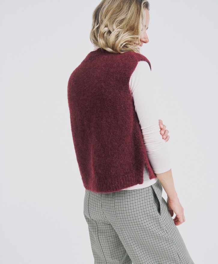 Pull sans manches alpaga mélangé - Bordeaux