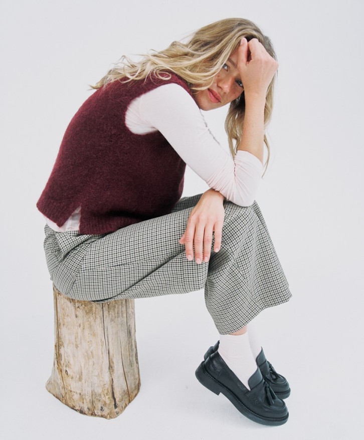Pull sans manches alpaga mélangé - Bordeaux