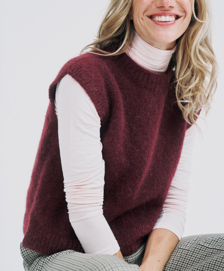 Pull sans manches alpaga mélangé - Bordeaux