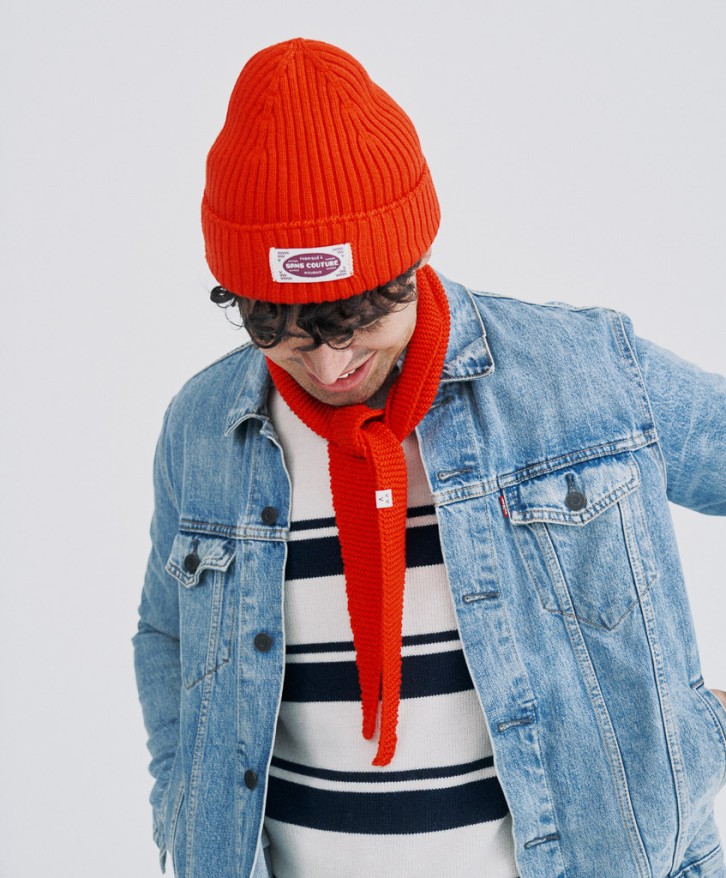 Foulard en laine mérinos rouge