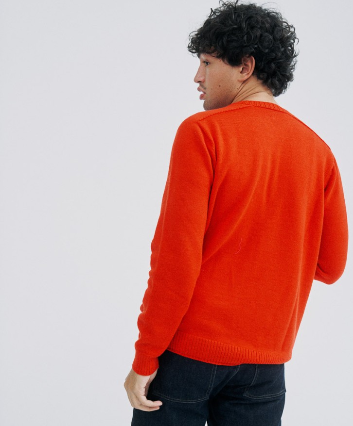 Pull col rond homme en laine mérinos - Rouge